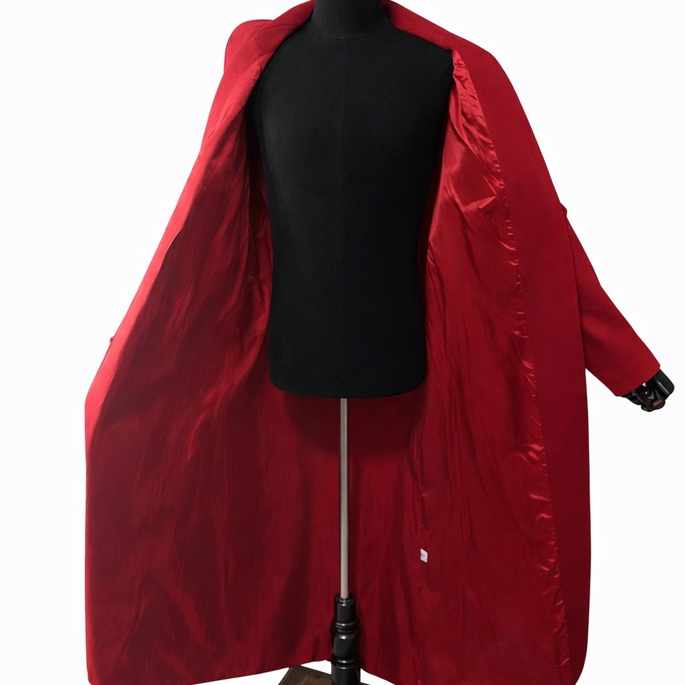 Vintage Beau Brem Red Winter Wool High Neck Maxi Coat Peacoat Womens sz 18T Loop - Picture 4 of 11